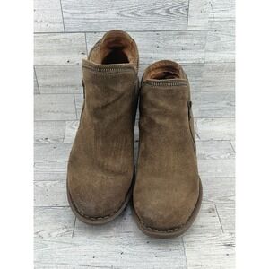 Born Brown Suede Ankle‎ Boots Dual Zipper Block Heel Booties Men US 9.5 EU 41